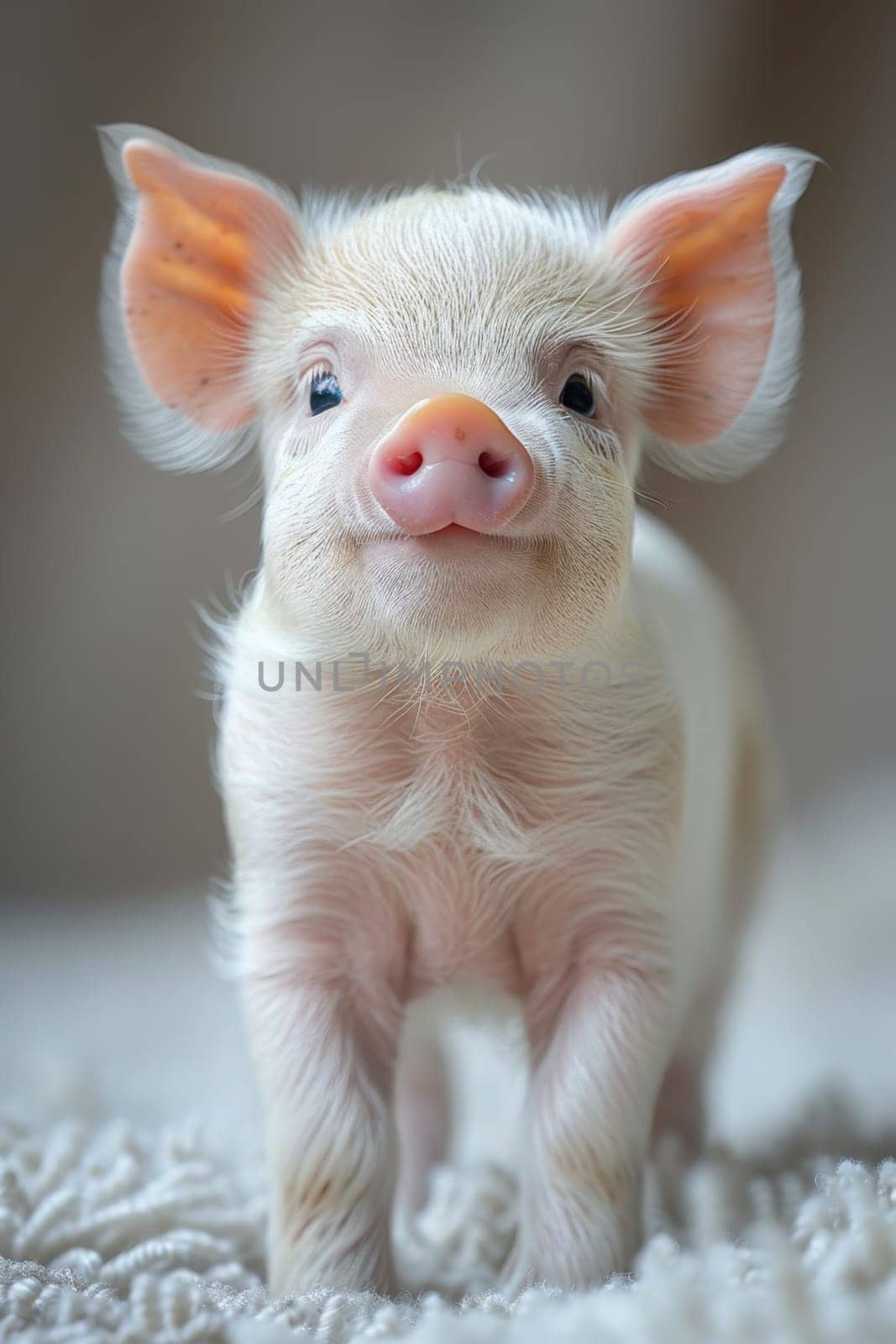 A newborn piglet poses for the camera.