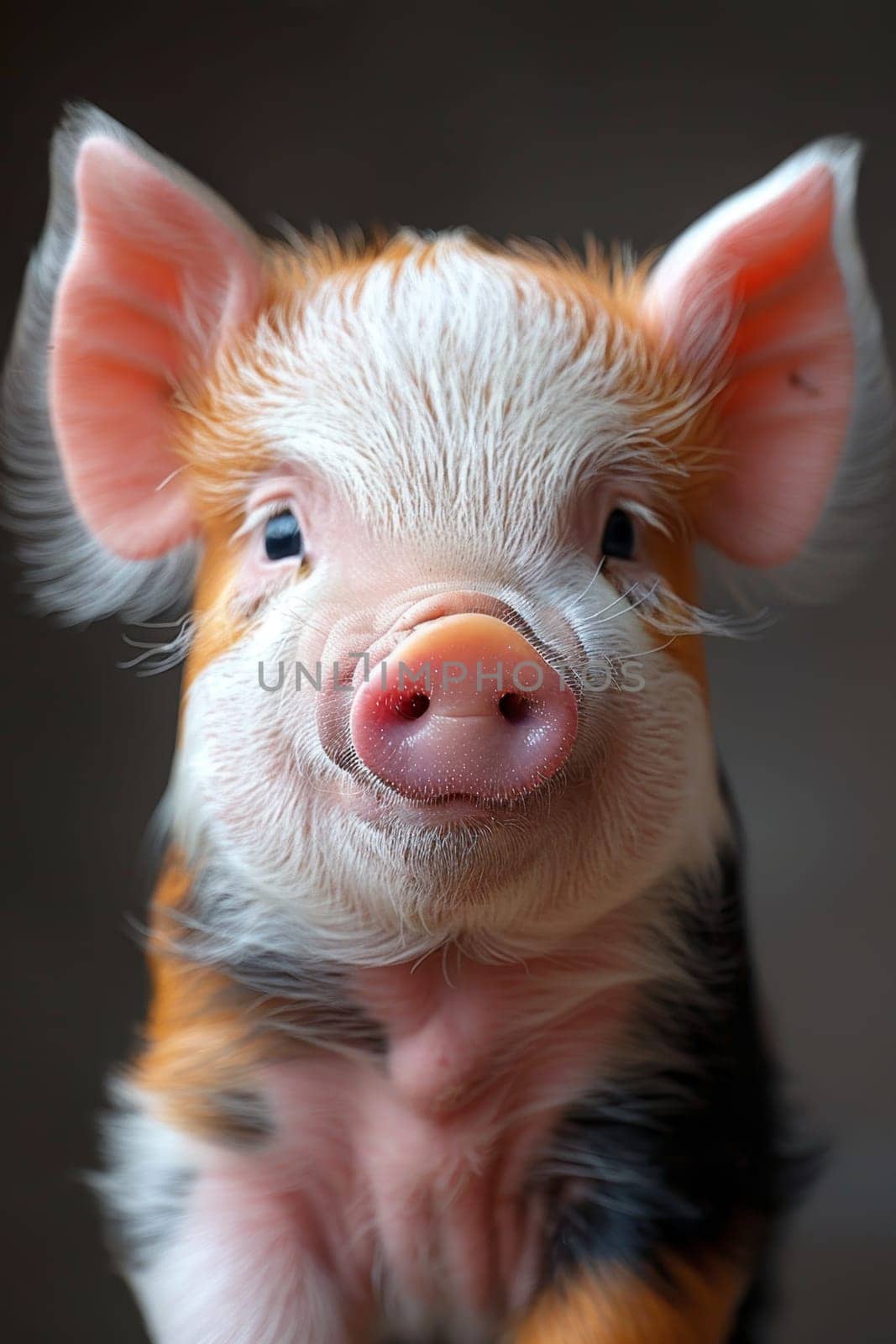 A newborn piglet poses for the camera.