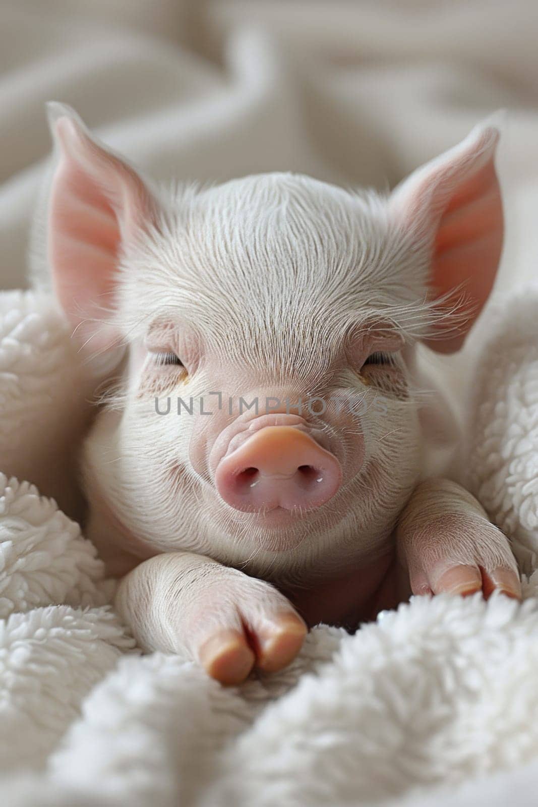 A newborn piglet poses for the camera by Lobachad