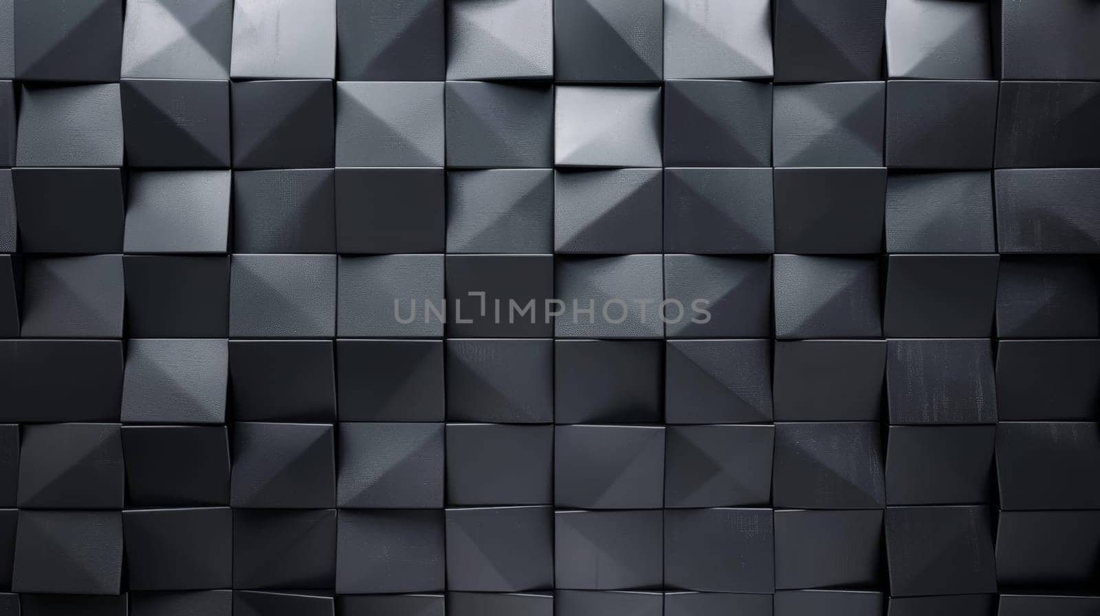 A pattern of 3D cubes. Abstract mosaic of black squares.