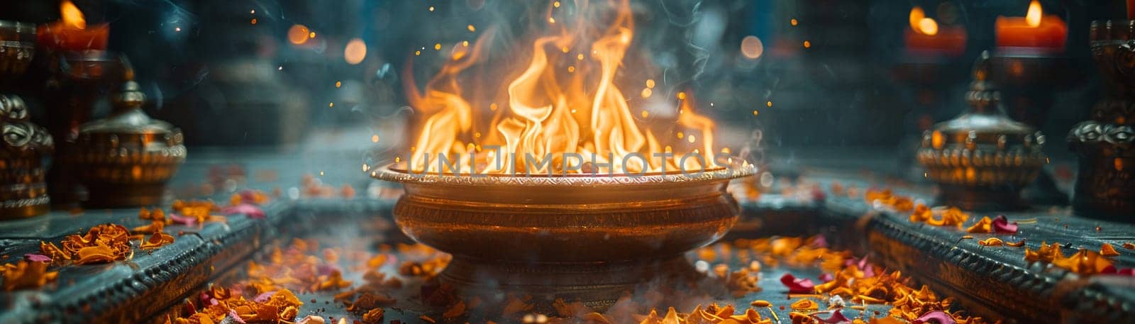 Zoroastrian Fire Temple Flames Flickering in Contemplation, The sacred fire blurs into an ancient practice of worship and purity.