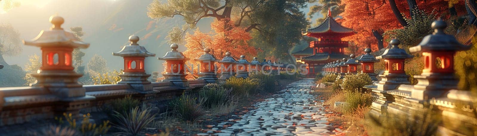 Buddhist Prayer Wheels Spinning Alongside a Mountain Path, The motion blur suggests the ongoing prayers and spirituality of the faithful.