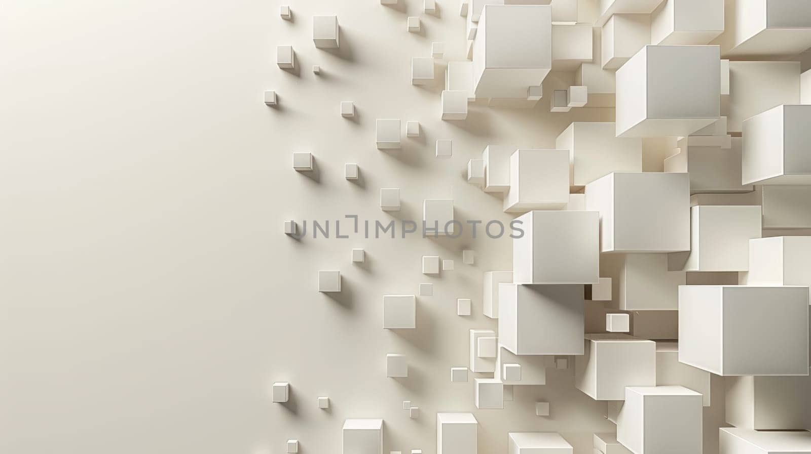 A pattern with 3D cubes. Abstract mosaic of white squares.