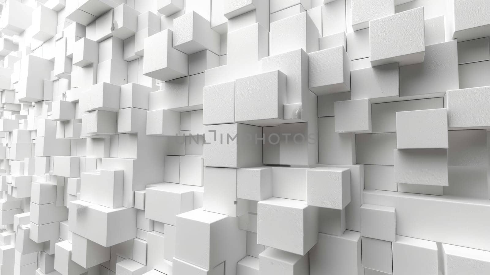 A pattern with 3D cubes. Abstract mosaic of white squares.