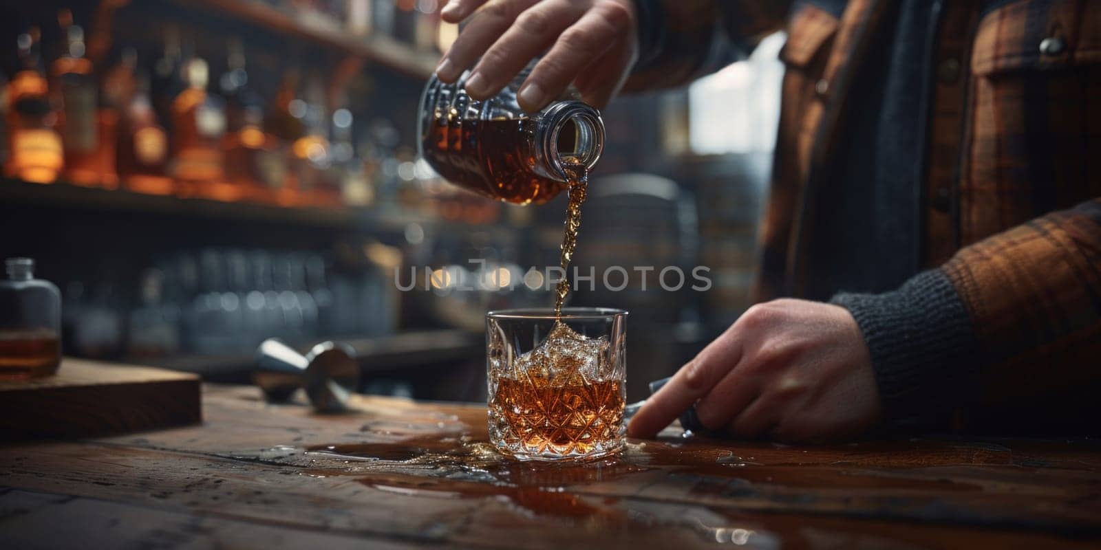 A person delicately pours a captivating drink into a crystal glass, creating a mesmerizing scene of elegance and indulgence.