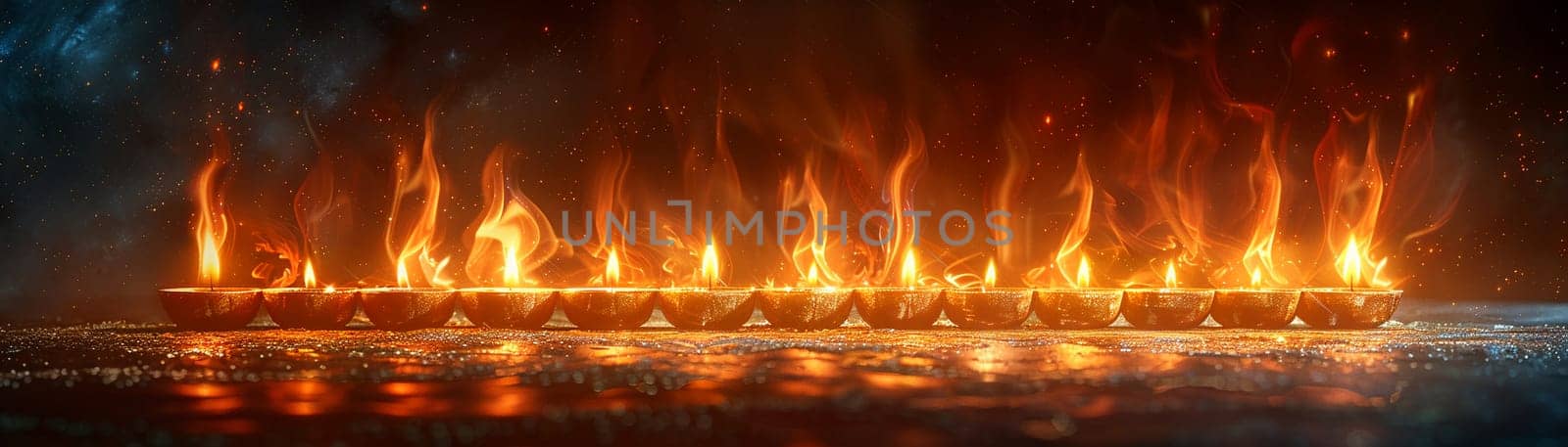 Jewish Menorah with Flickering Flames of Remembrance The soft light of the candles blurs by Benzoix