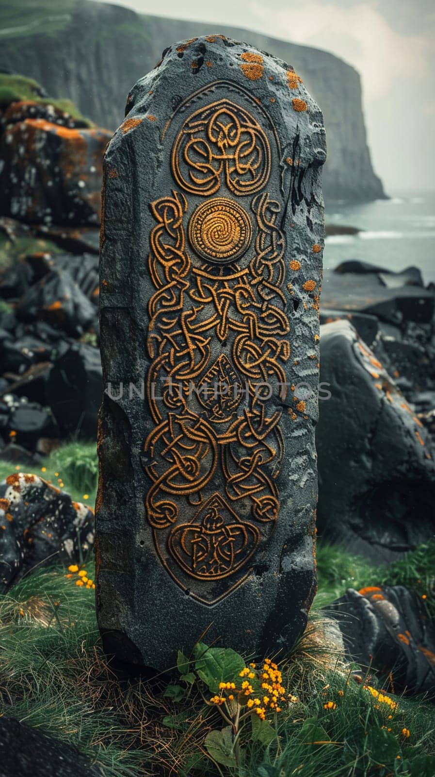 Viking Runestones Whispering Ancient Nordic Lore, The runes blur into rock, carrying the weight of myths and ancestral wisdom.