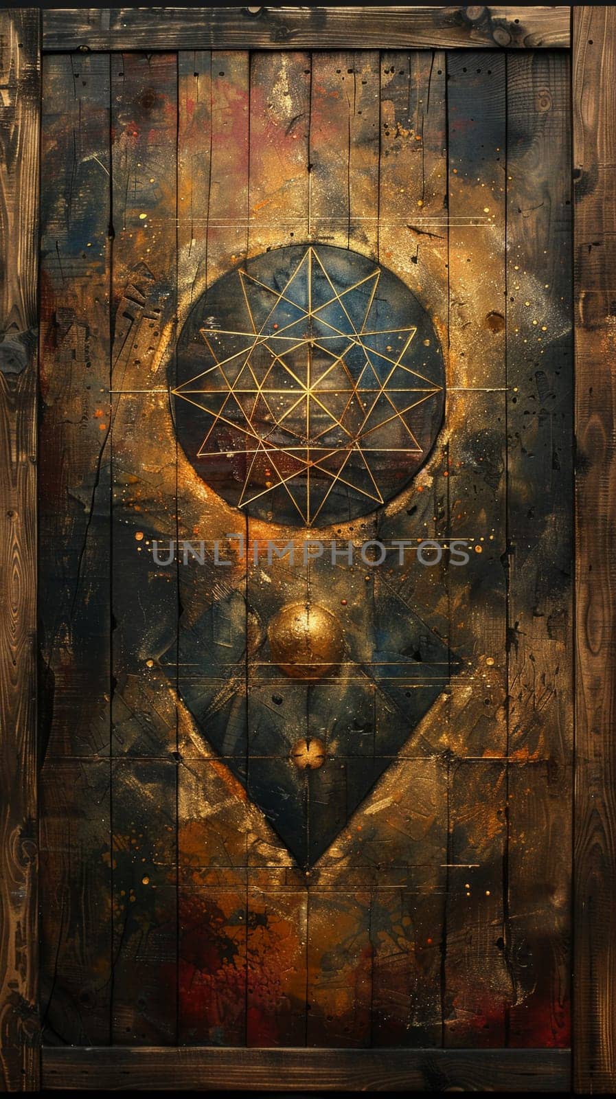 Kabbalistic Tree of Life Symbol Etched into Wood, The mystical diagram blurs into the material, a map of divine emanation and pathworking.