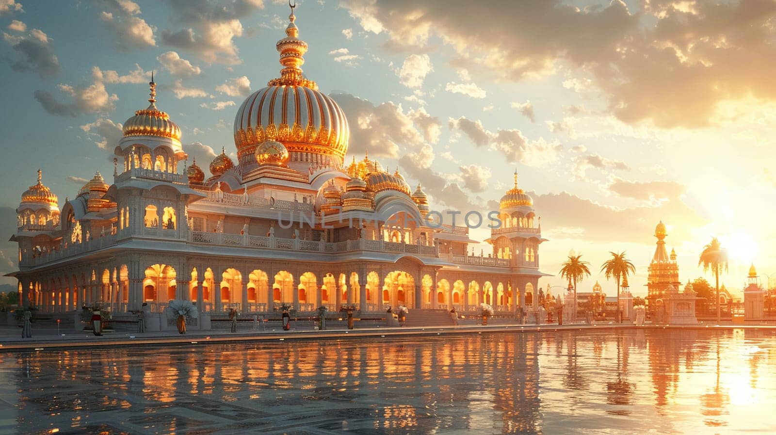 Golden Temple Dome Shining Under the Sun, The gleaming curvature stands out as a beacon of devotion and sacred architecture.