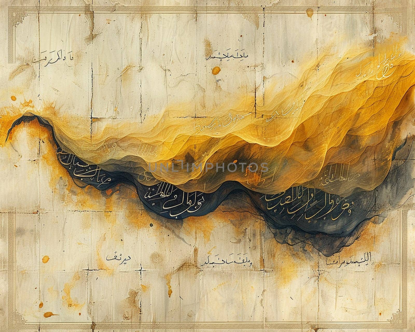 Islamic Calligraphy Flowing on Parchment The graceful script blurs into art by Benzoix
