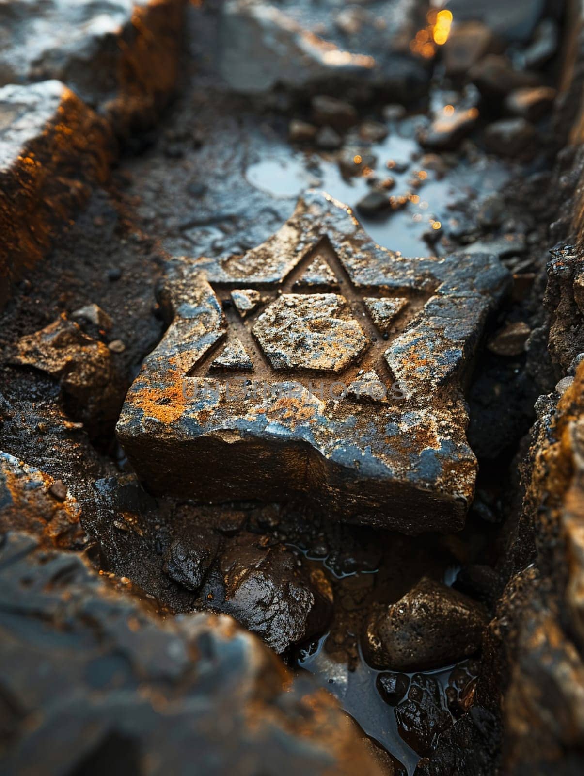 Jewish Star of David Imprinted on Ancient Stone by Benzoix