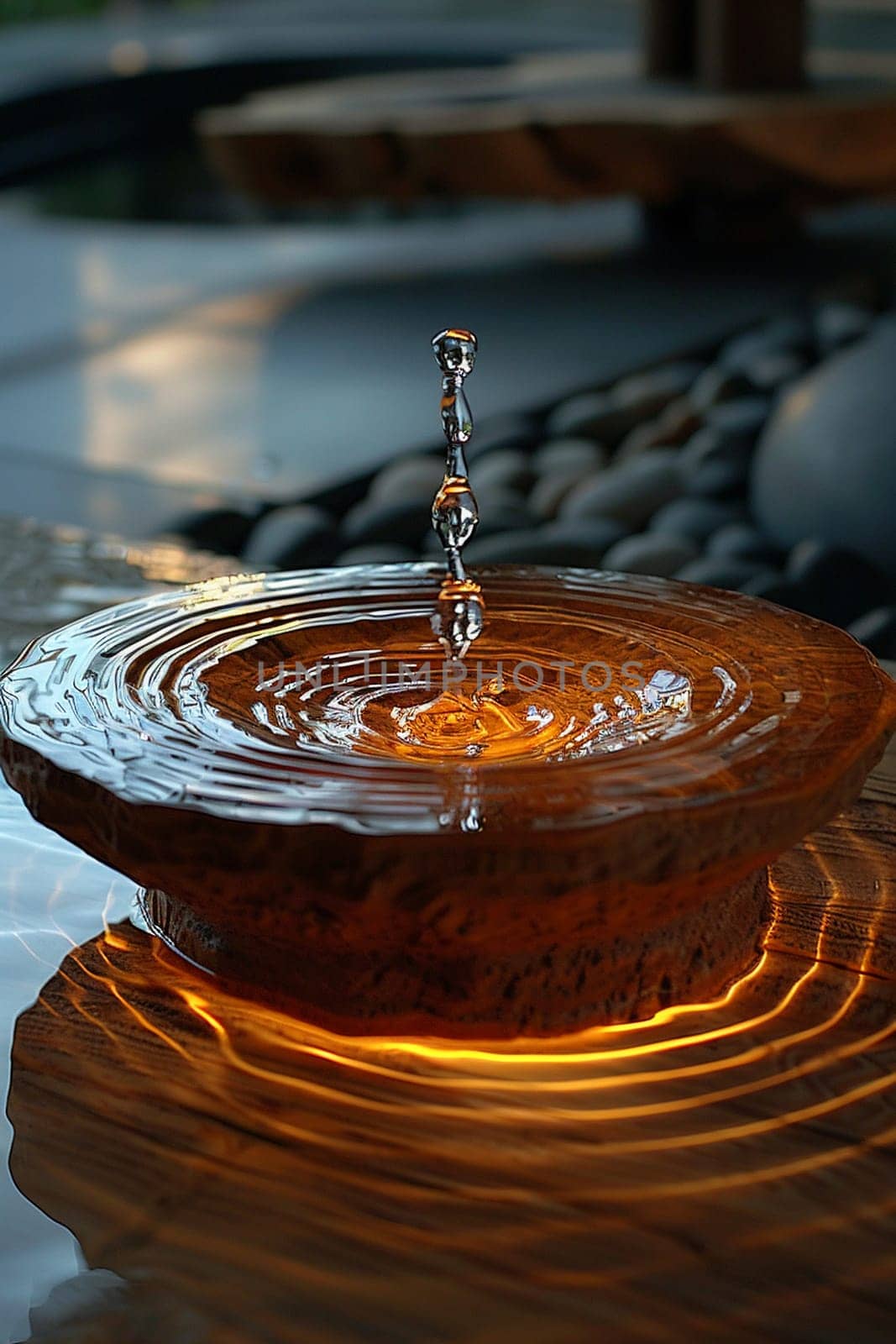 Holy Water Font with Gentle Ripples Reflecting Light, The movement of water creates an aura of purification and blessing.