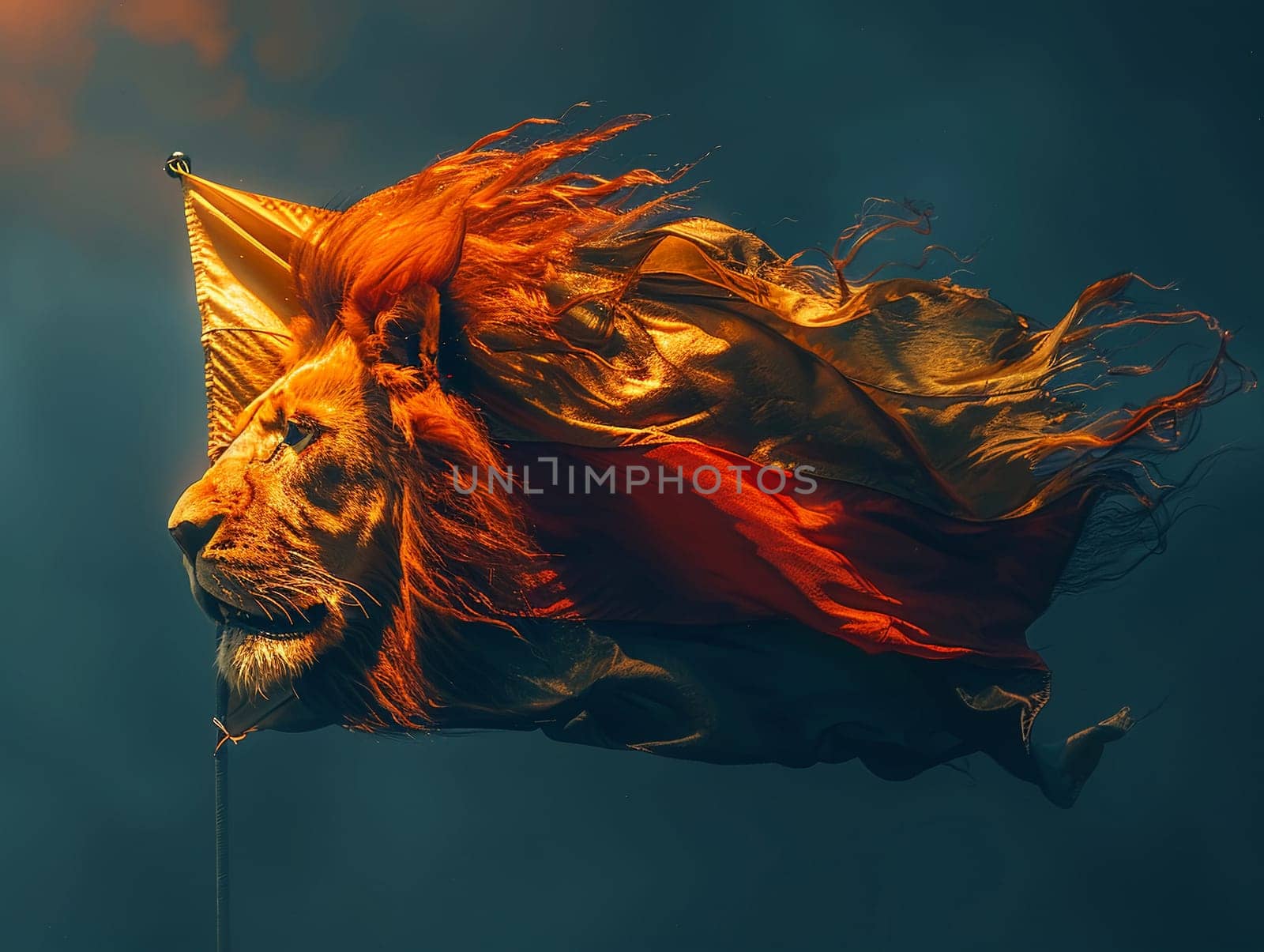 Rasta Lion of Judah Flag Fluttering in a Soft Breeze The flags colors blur by Benzoix