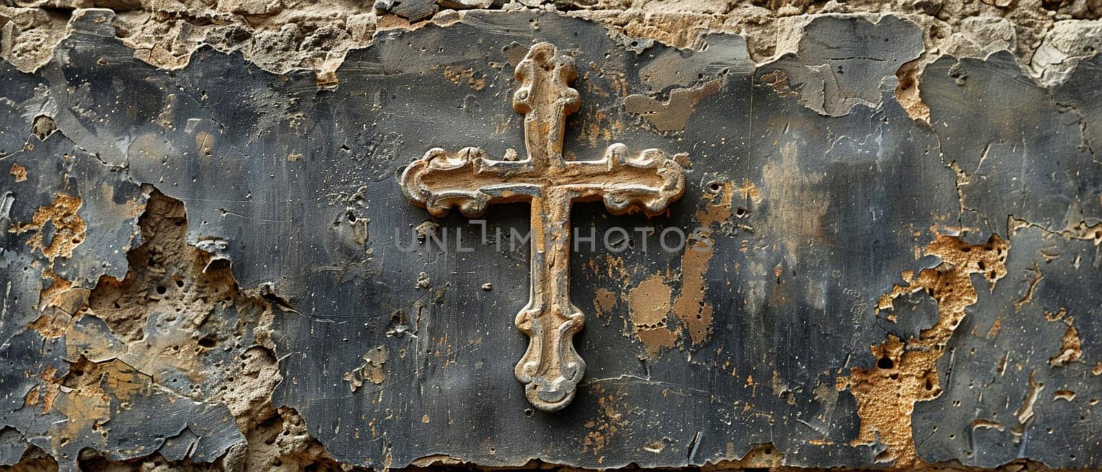 Coptic Christian Cross Engraved in an Ancient Church Wall The cross merges with aged stone by Benzoix