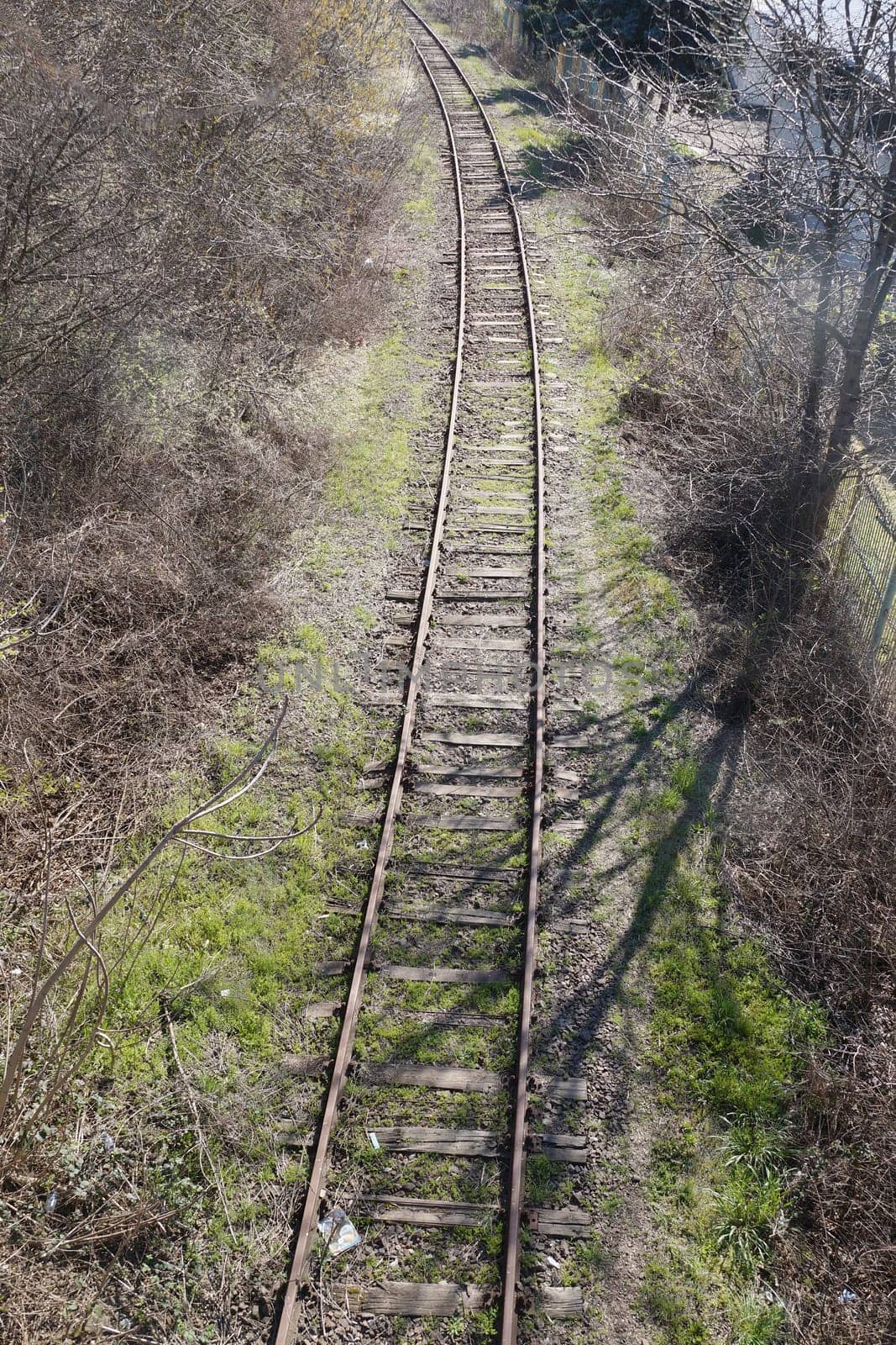 old empty railway, perspective view from above.