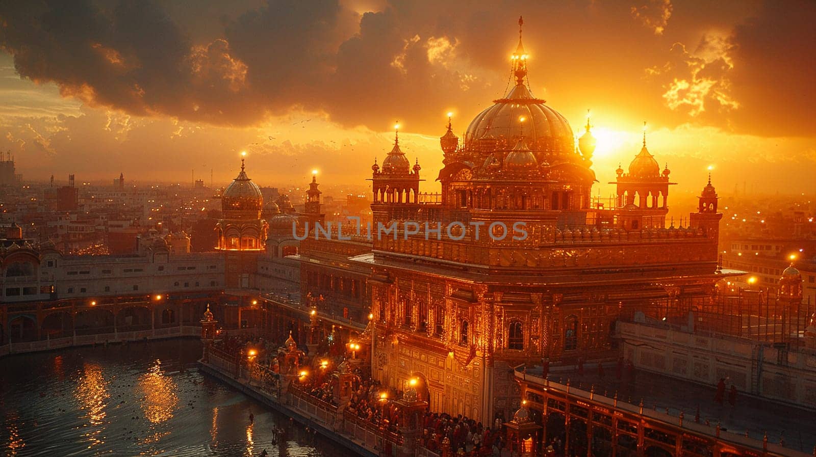 Golden Temple Dome Shining Under the Sun, The gleaming curvature stands out as a beacon of devotion and sacred architecture.