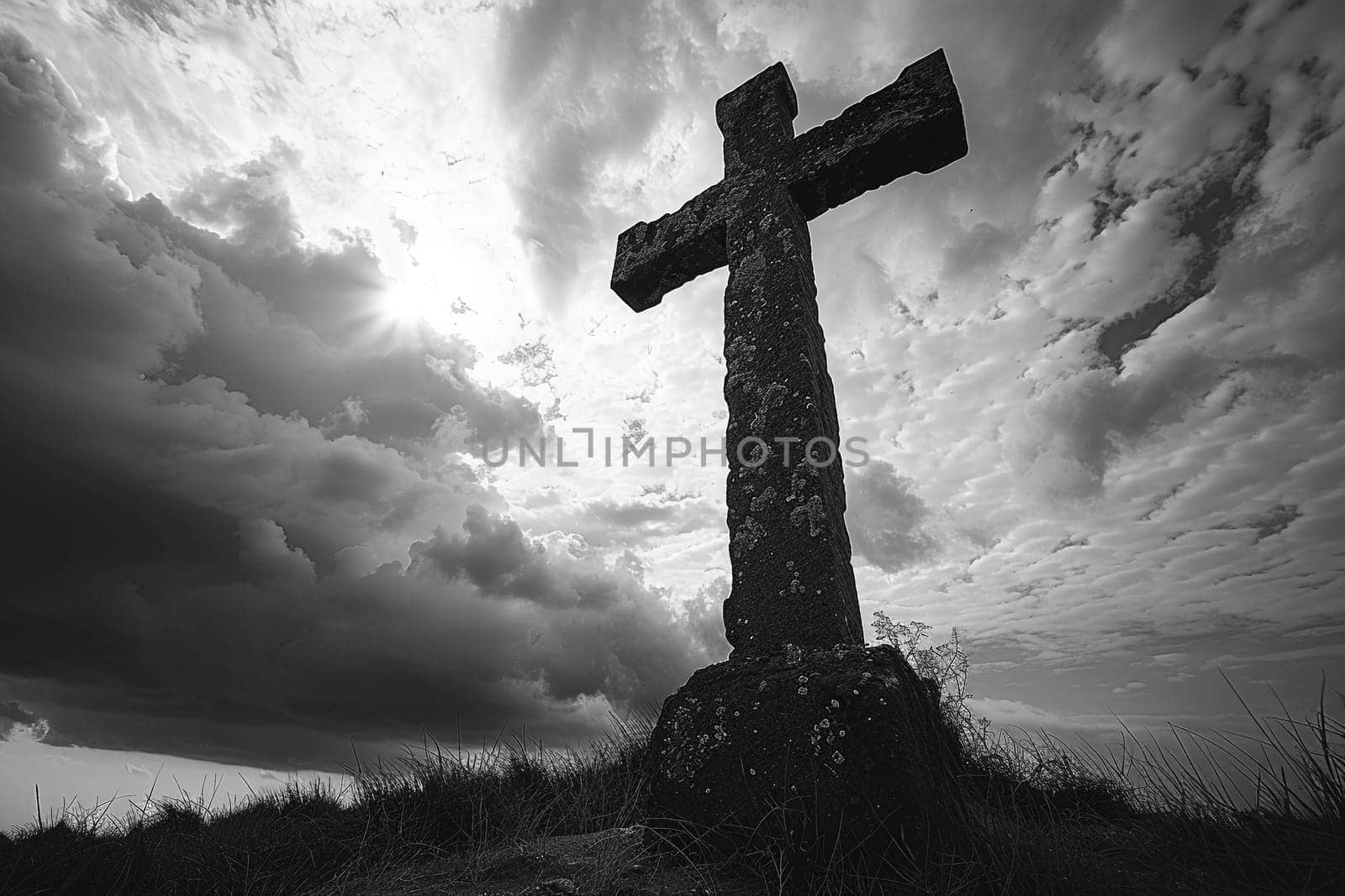 If there are more specific religious symbols or concepts you'd like me to focus on, just let me know, and I can create more prompts accordingly!Symbolic Cross Silhouette Against a Dramatic Sky, The stark outline against changing skies captures the enduring symbol of faith and hope.