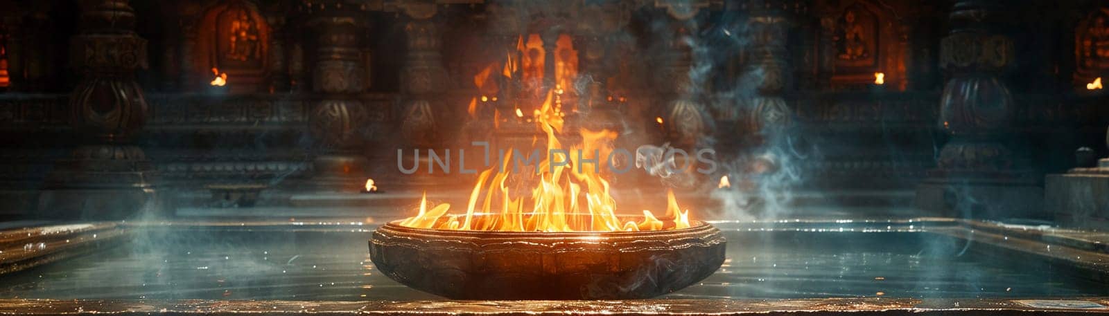 Zoroastrian Fire Temple Flames Flickering in Contemplation, The sacred fire blurs into an ancient practice of worship and purity.