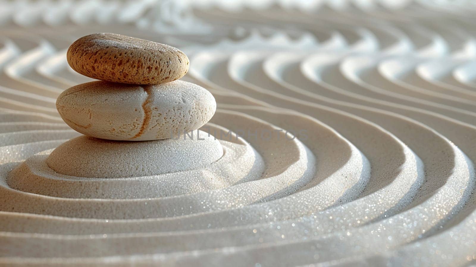 Tranquil Zen Garden Raked into Patterns of Harmony by Benzoix