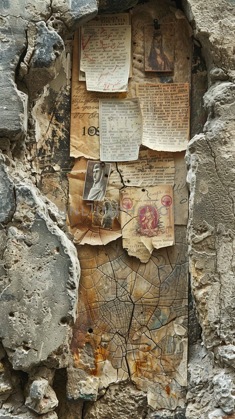 Wailing Wall Notes Tucked into Cracks with Hope and Prayers The papers blur into ancient stones by Benzoix