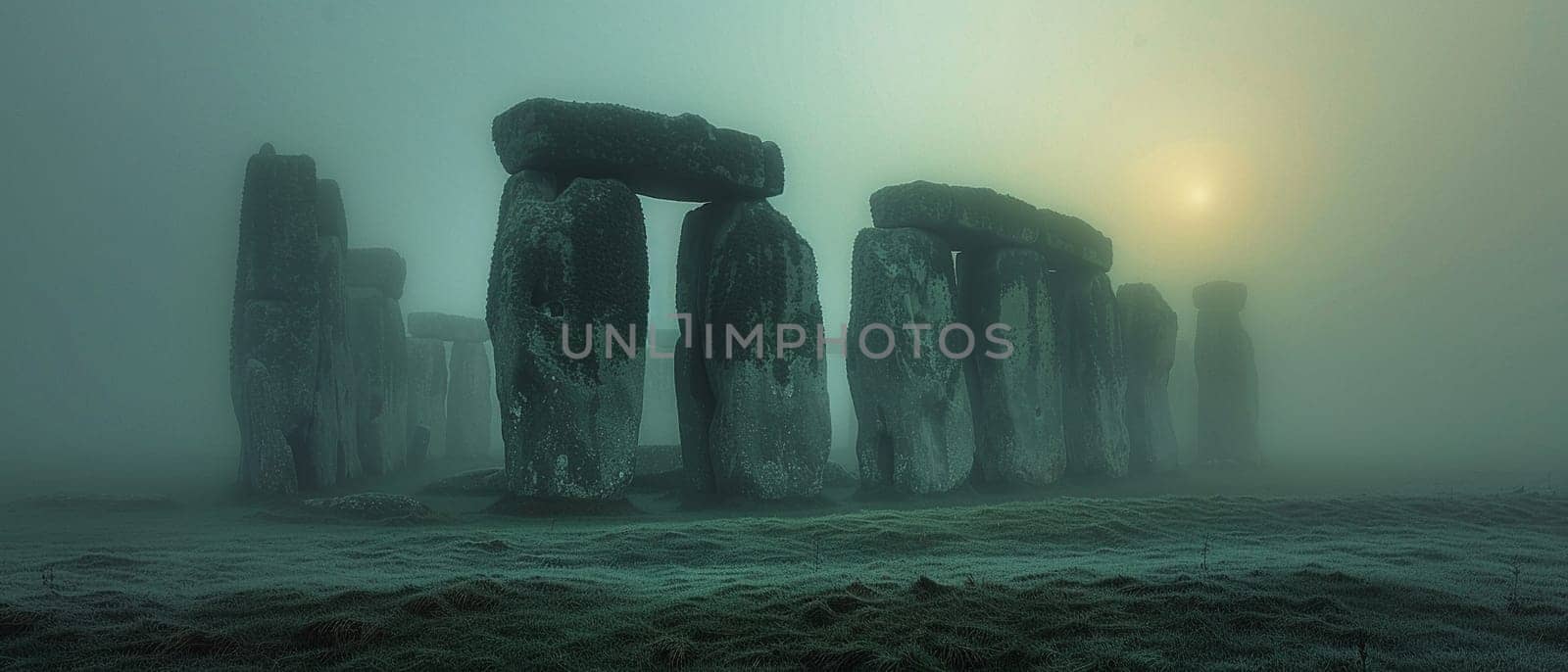 Ancient Pagan Henge Standing Mysteriously in a Field The prehistoric stones blur into the landscape by Benzoix