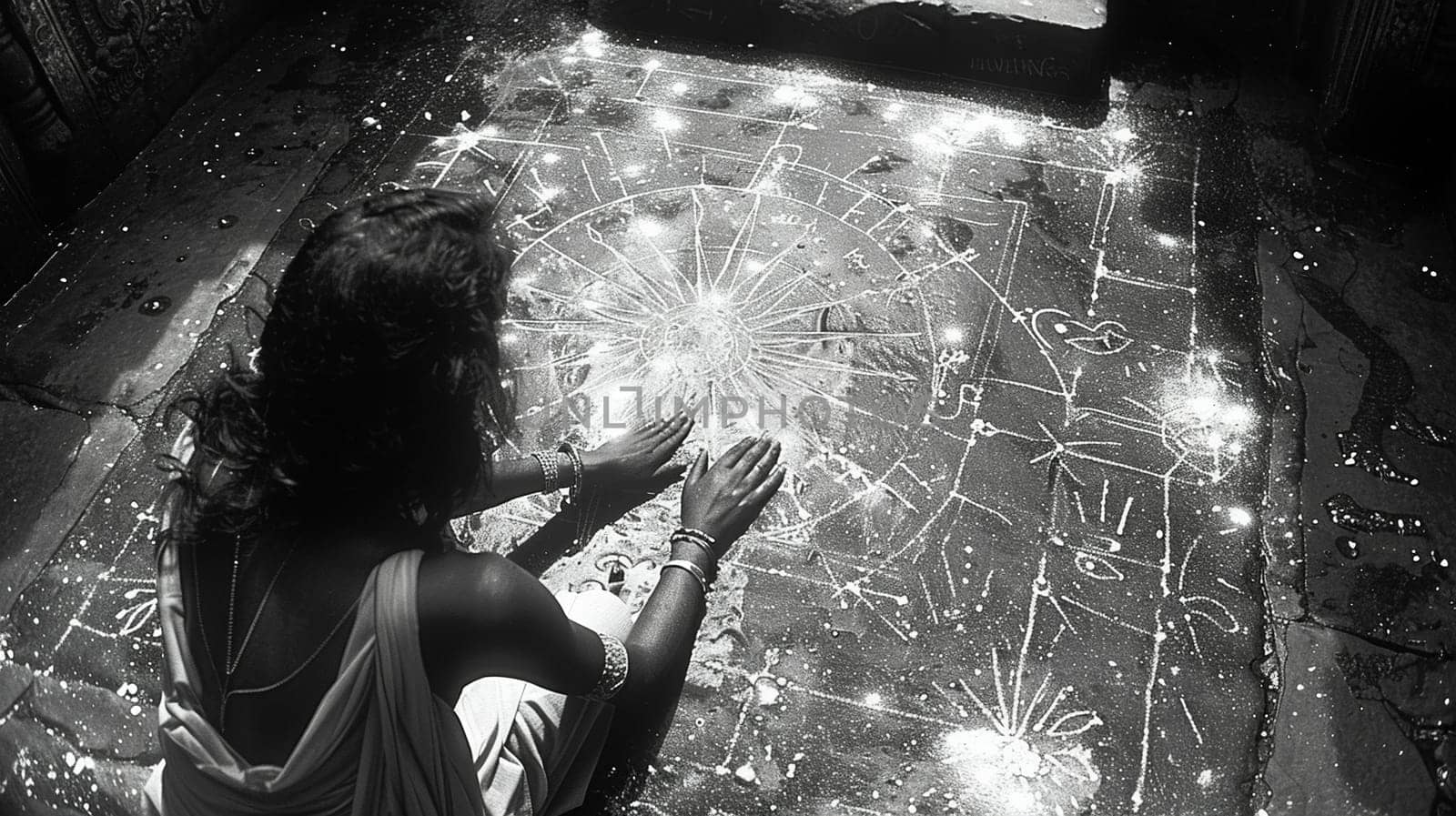 Vodou Veve Symbols Drawn in Flour for a Ceremony The intricate lines spread out by Benzoix