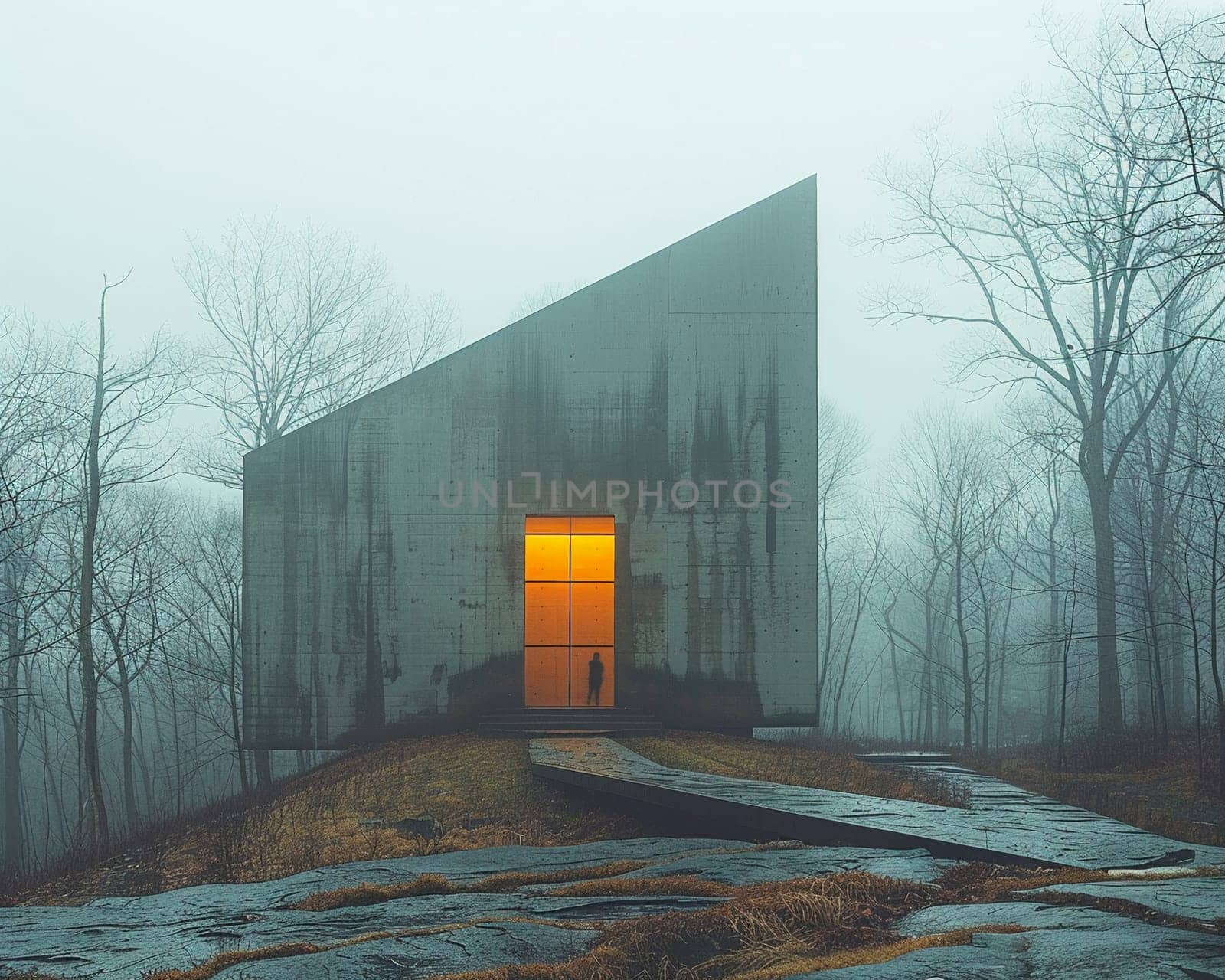 Quaker Meeting House in Gentle Silence, The simple building blurs into the landscape, a space for silent worship and reflection.