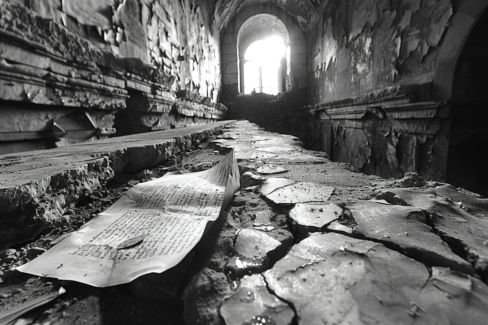 Wailing Wall Notes Tucked into Cracks with Hope and Prayers The papers blur into ancient stones by Benzoix