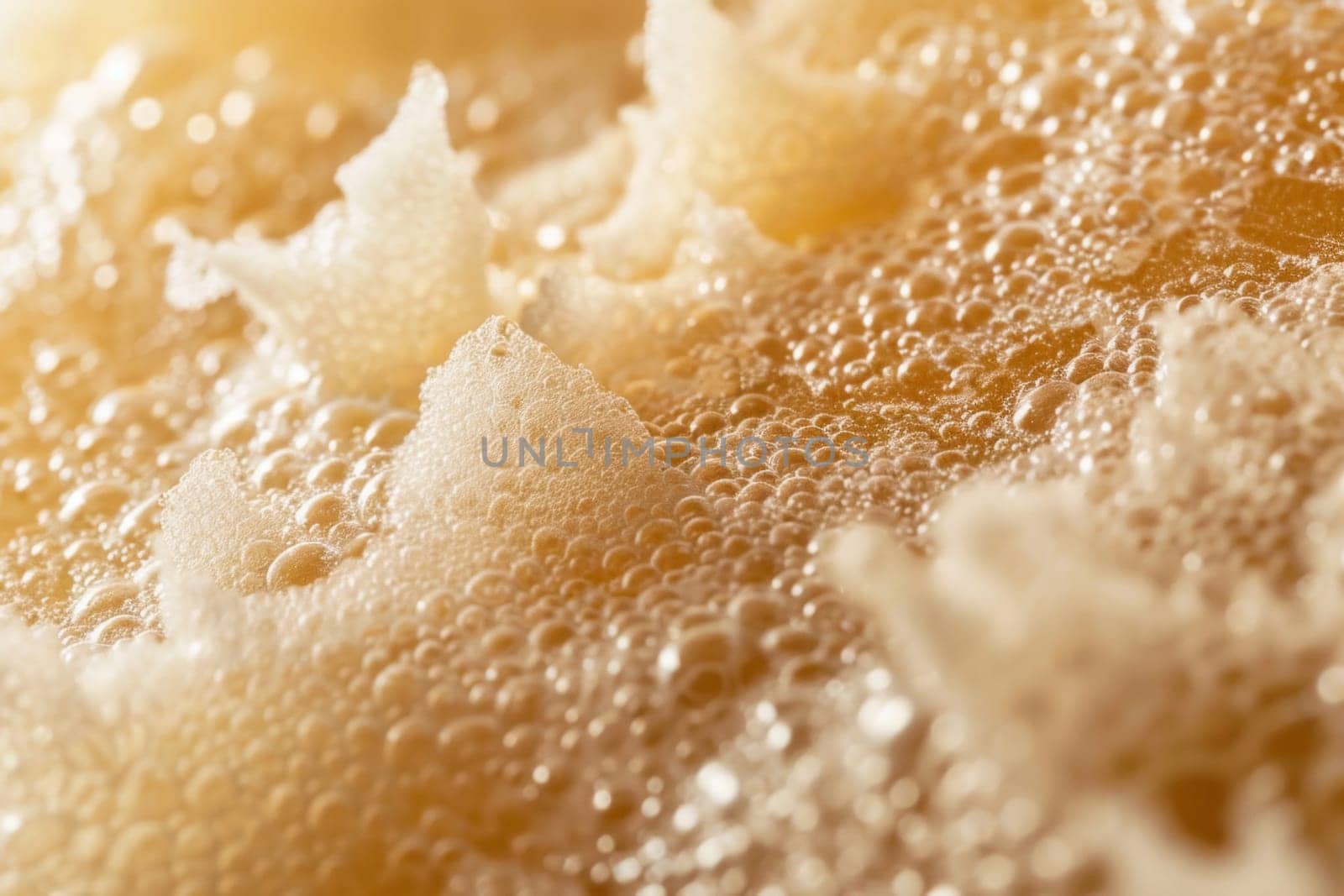 Macro photography of freshly exfoliated skin revealing a soft, golden glow and the refined texture of healthy complexion