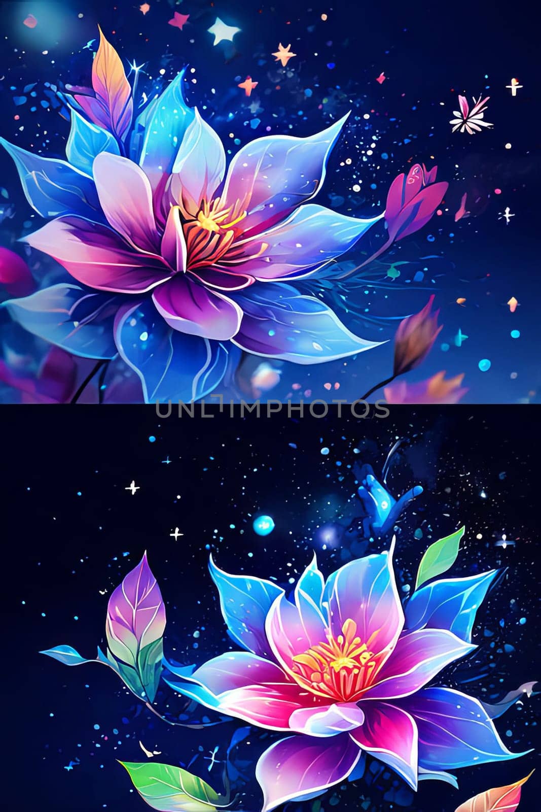 Serene lotus flower blooming against dark background. For meditation apps, on covers of books about spiritual growth, in designs for yoga studios, spa salons, illustration for articles on inner peace. by Angelsmoon