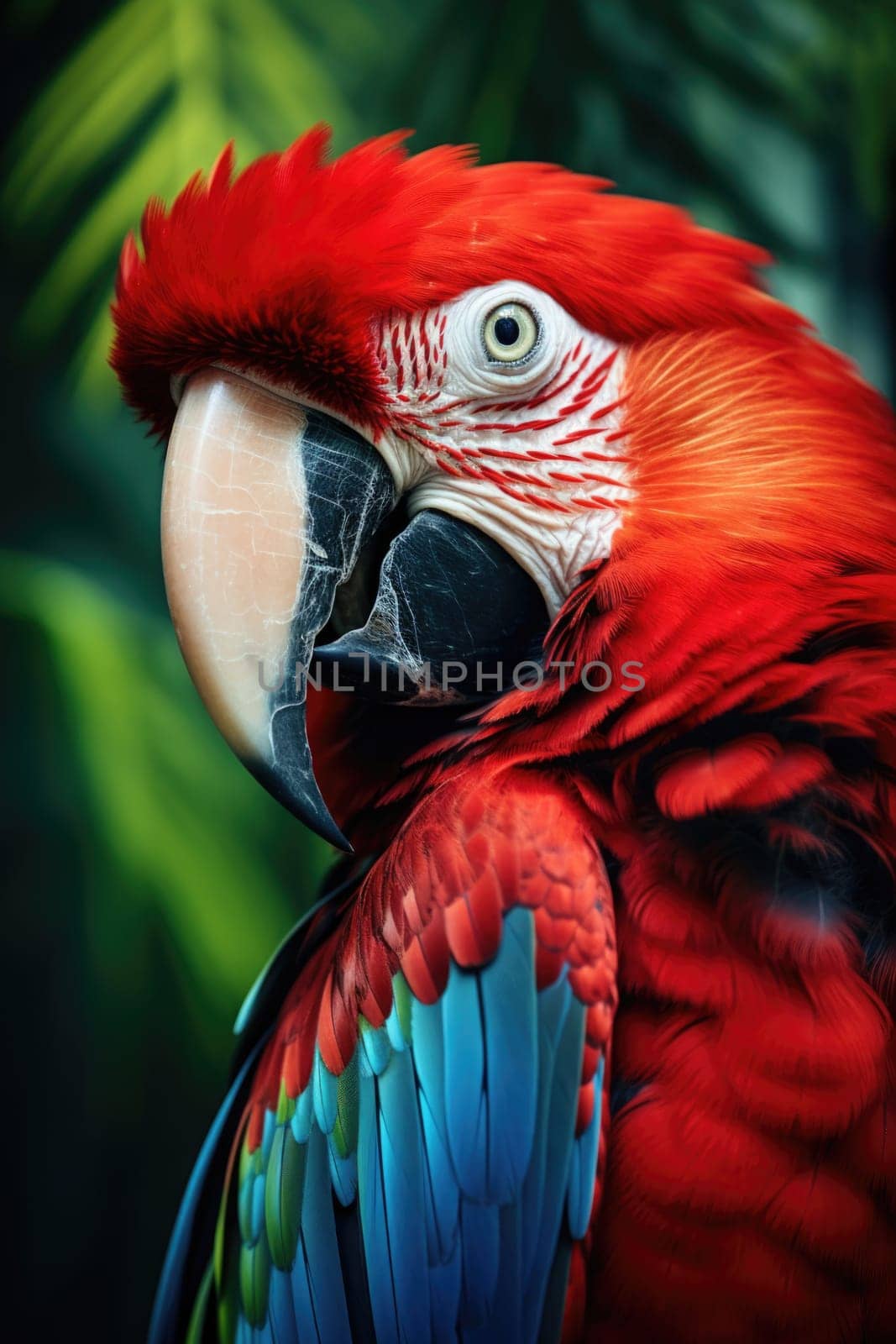 Macaw parrot sits on a branch in the wild by Lobachad
