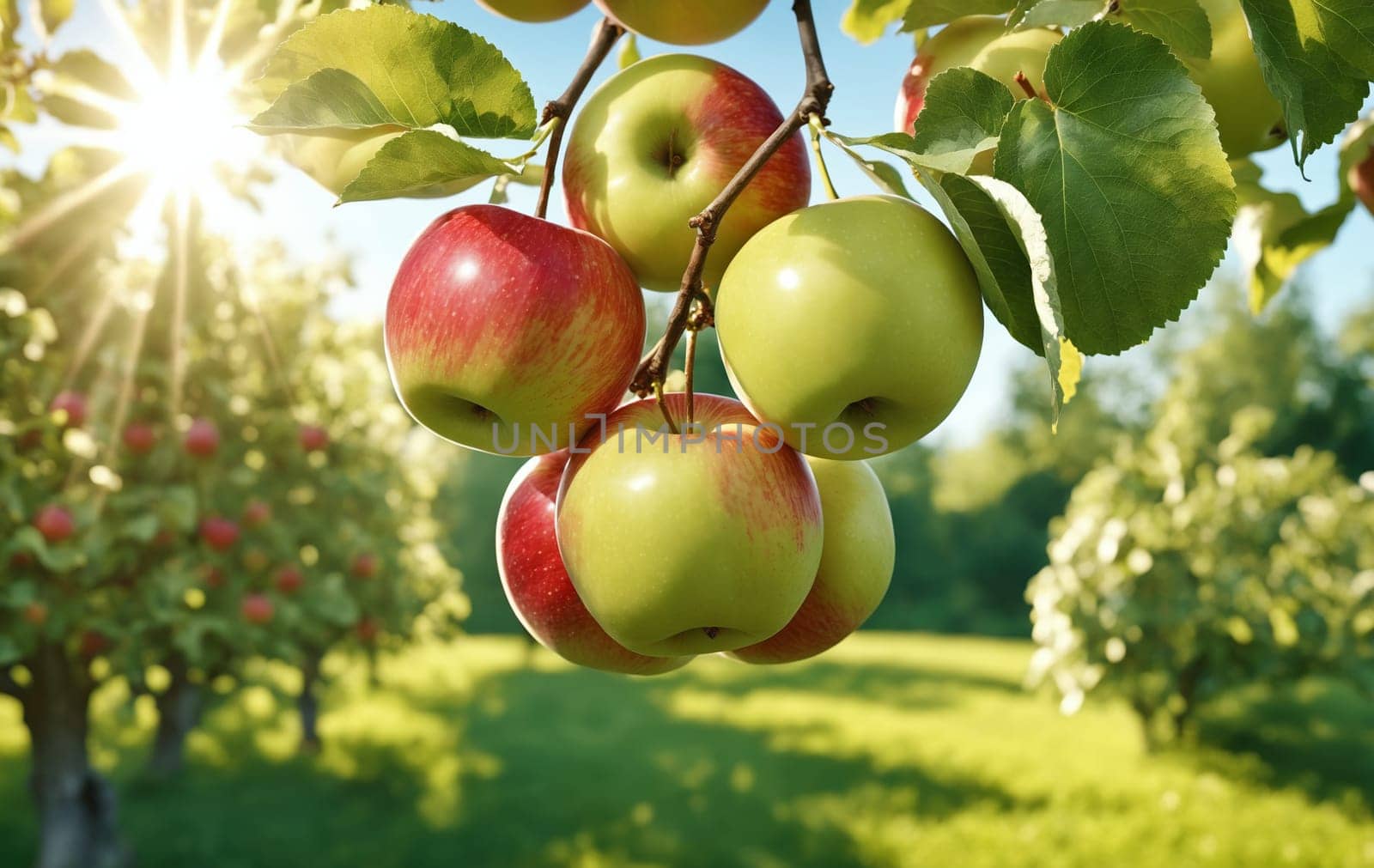 Ripe apples on apple tree branch in orchard, closeup by Andre1ns