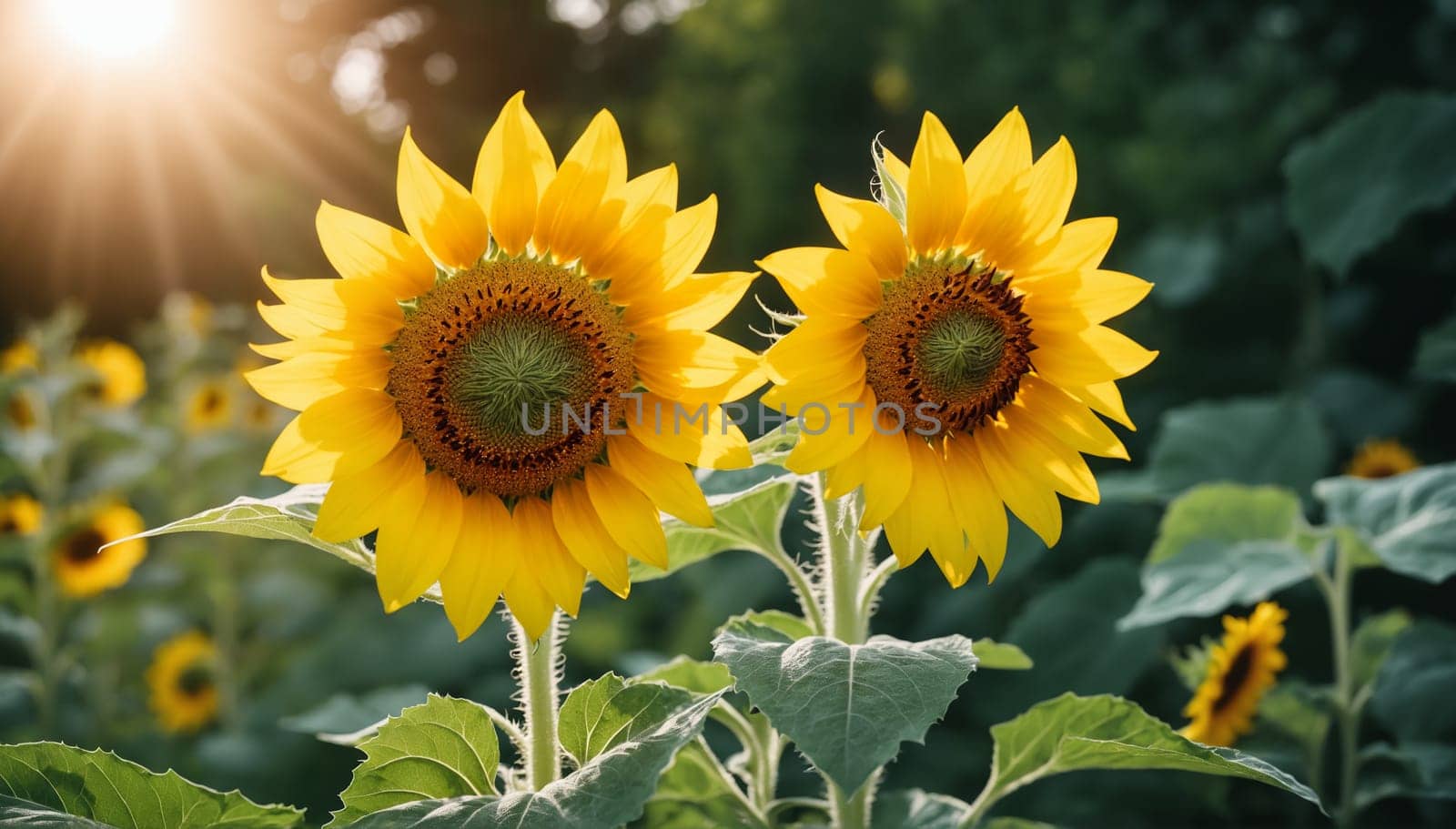 Sunflowers blooming in the field. Sunflower natural background by Andre1ns