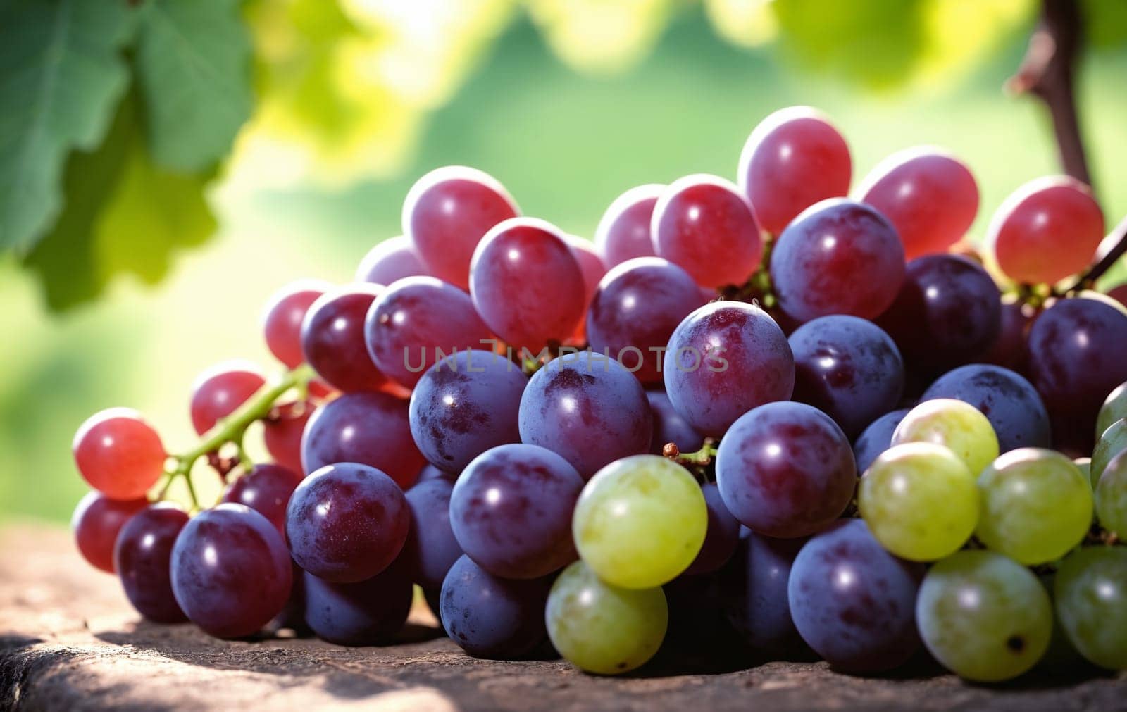 Bunch of grapes in vineyard, close-up. Nature background.