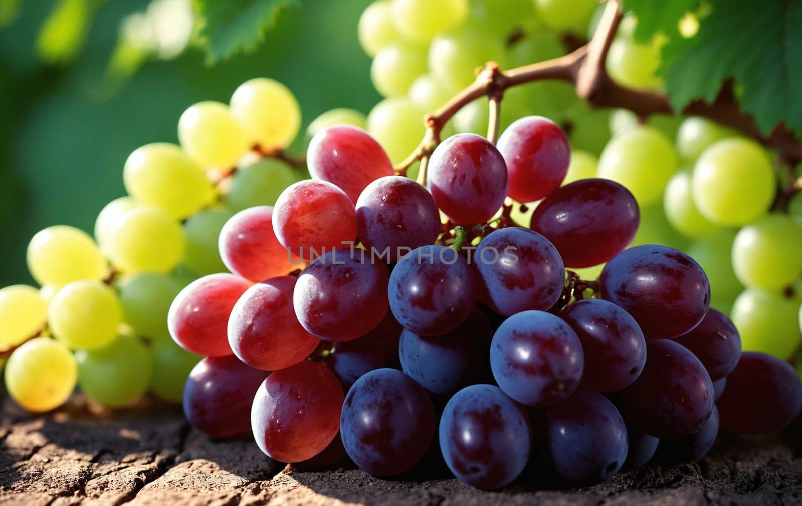 Bunch of grapes in vineyard, close-up. Nature background by Andre1ns