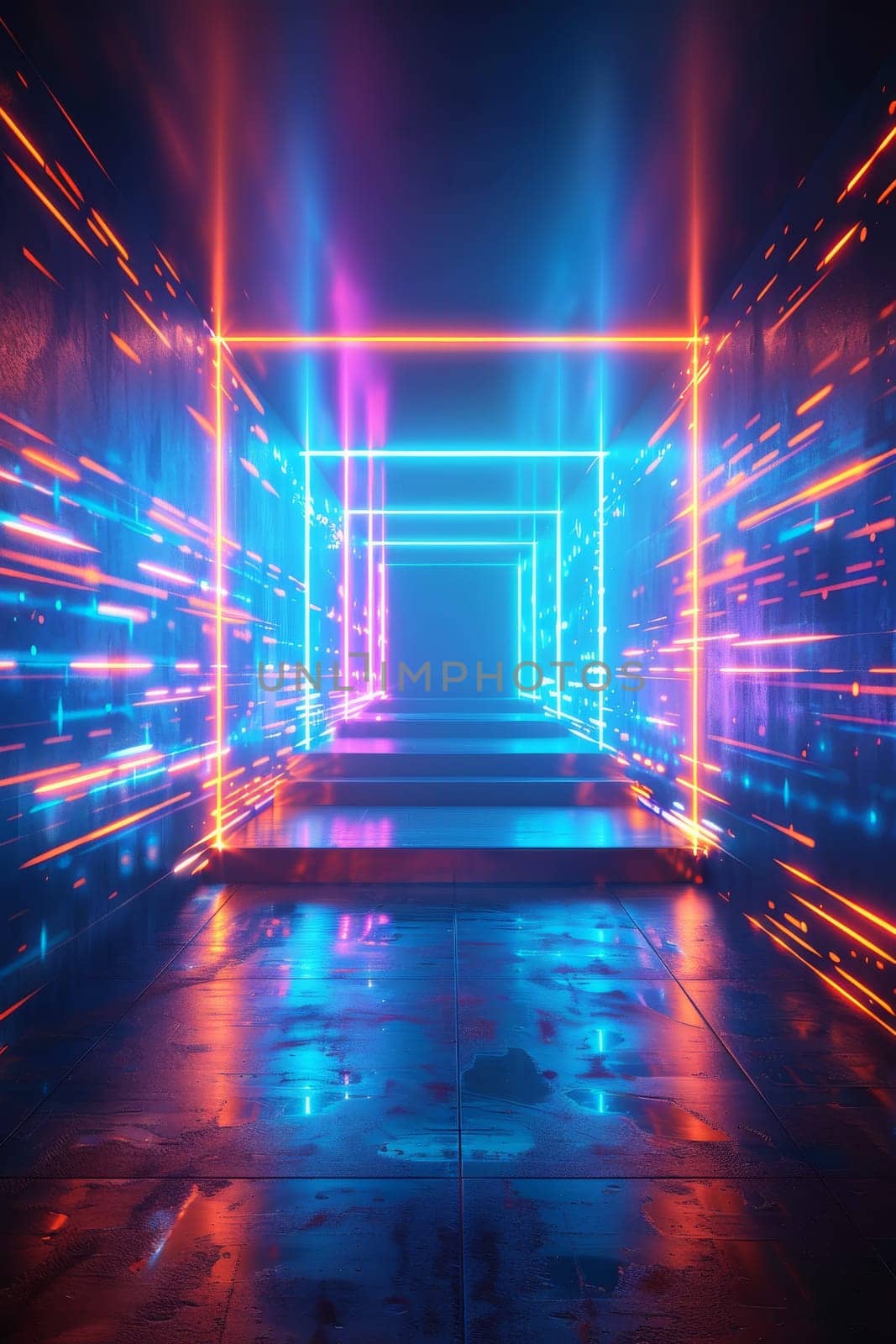 Data Center Server room. Futuristic network technology background by itchaznong