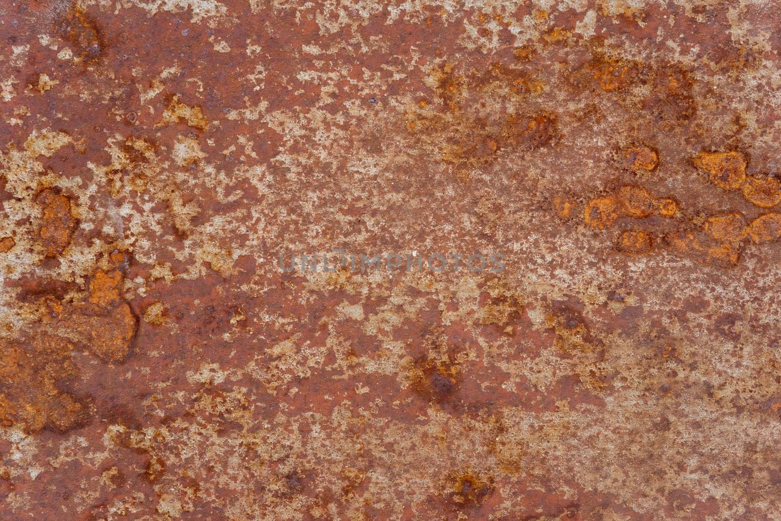 Very rusty metal background. Yellow-red deep rust on old metal by Serhii_Voroshchuk