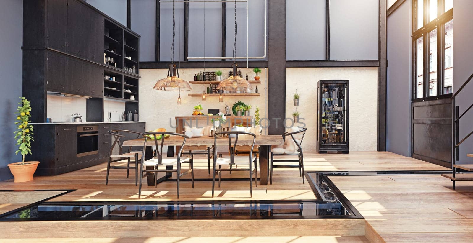 modern domestic kitchen interior. by vicnt