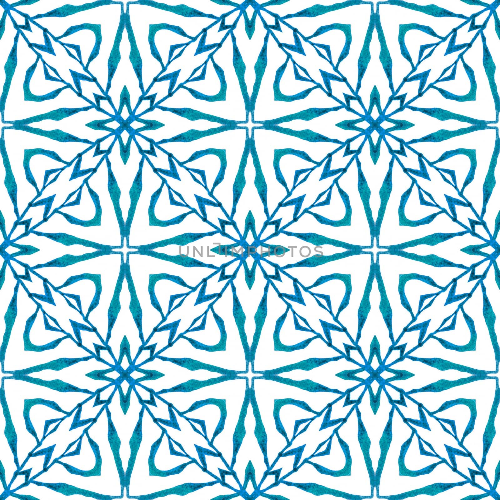 Tiled watercolor background. Blue symmetrical by beginagain