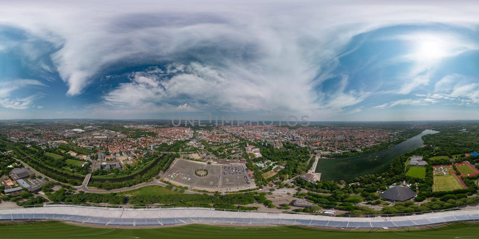 Panoramic view of Hanover, Germany. A birds eye view of the city