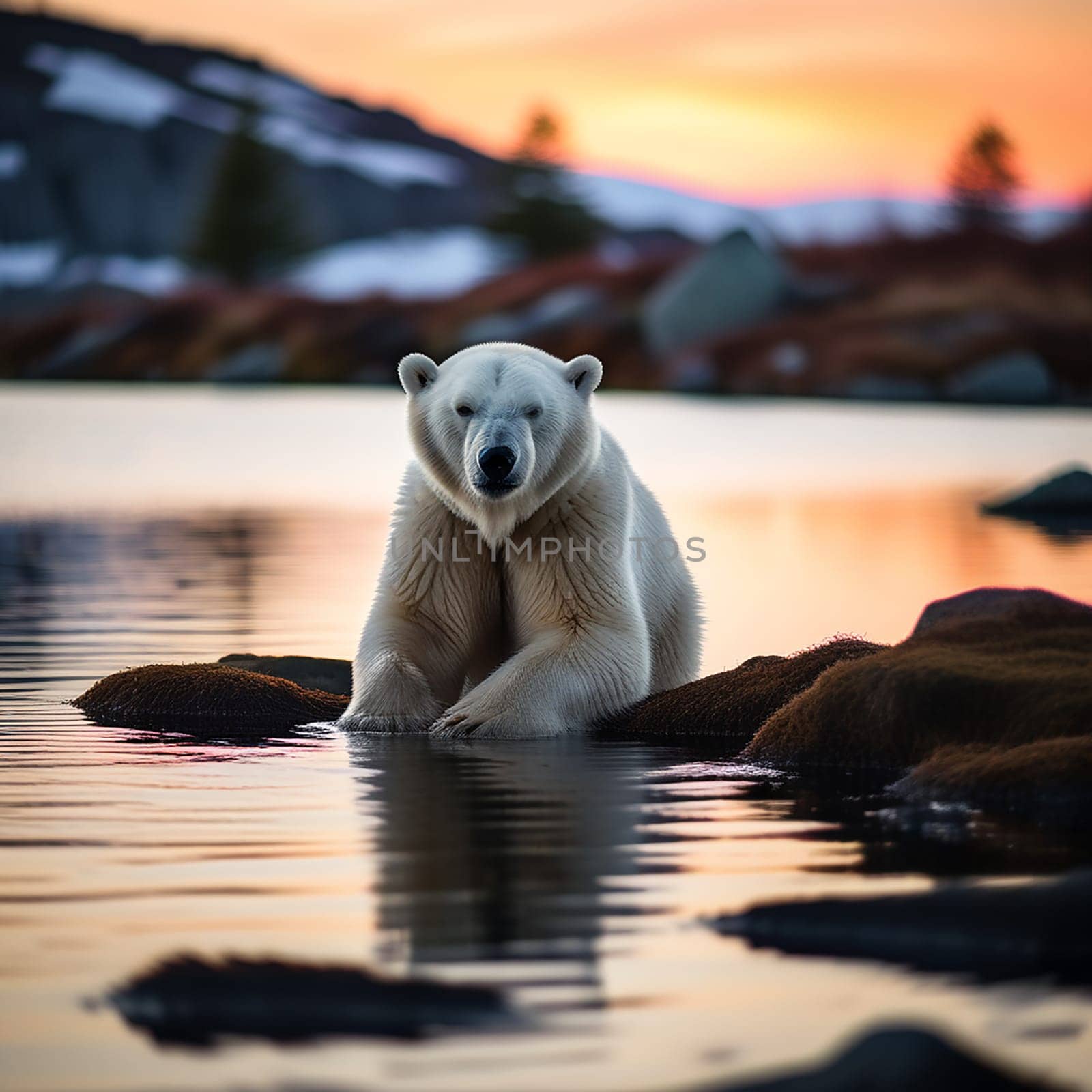 Polar Bear Amidst the Arctic Snowscape