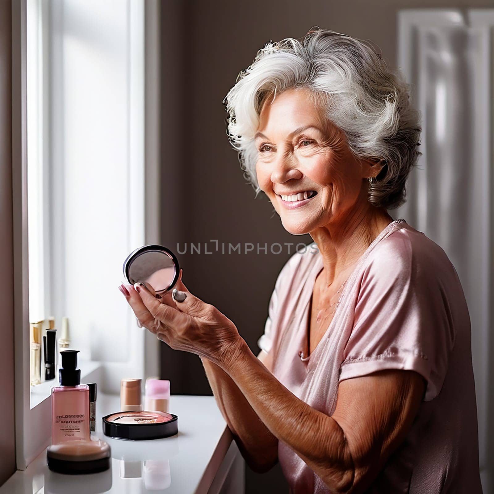Elegant Rituals: Capturing a Senior Woman's Makeup Application Up Close