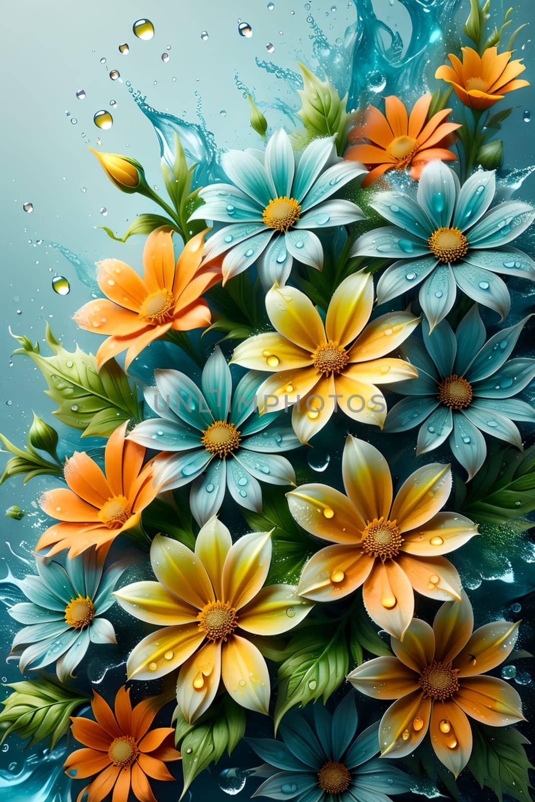 Bouquet of colorful bright flowers by Rawlik