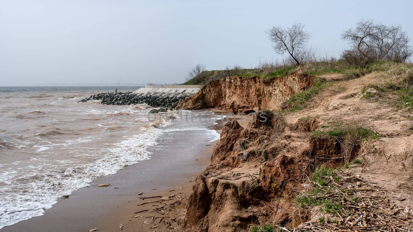 Spring morning on a wild beach in the village of Fontanka, Odessa region, Ukraine, in 2024