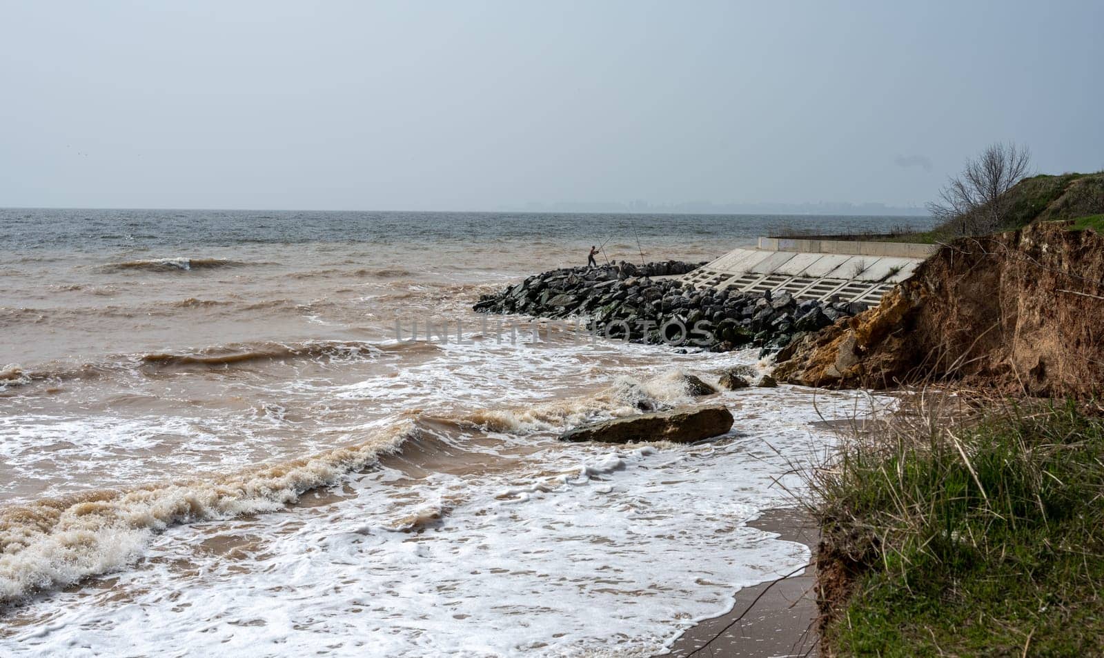 Spring morning on a wild beach in the village of Fontanka, Odessa region, Ukraine, in 2024