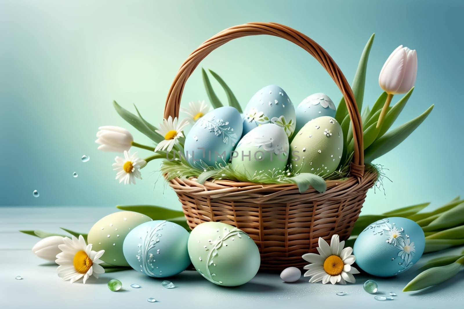 Easter greeting card, colorful Easter eggs .