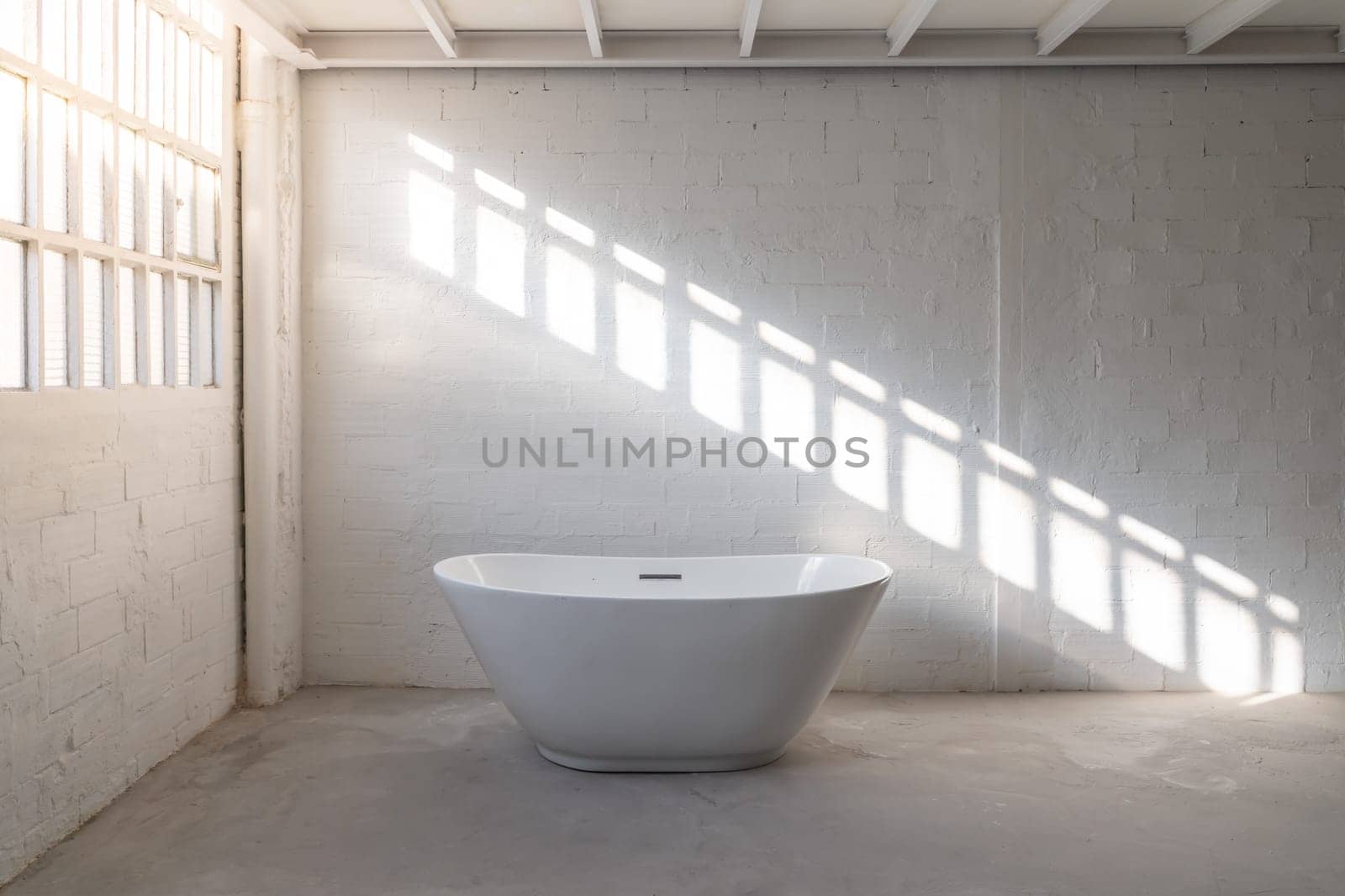 Beautiful luxury bathtub decoration in bathroom interior industrial loft. by PaulCarr