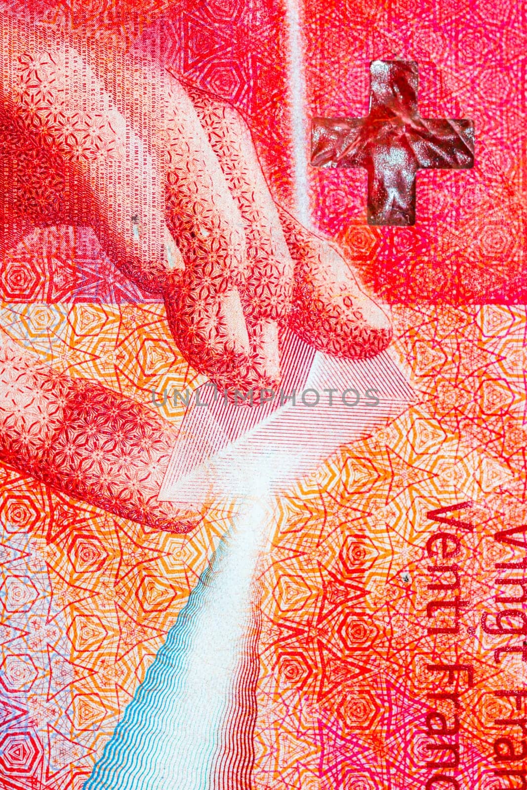 CHF money banknotes, detail photo of swiss franc by vladispas
