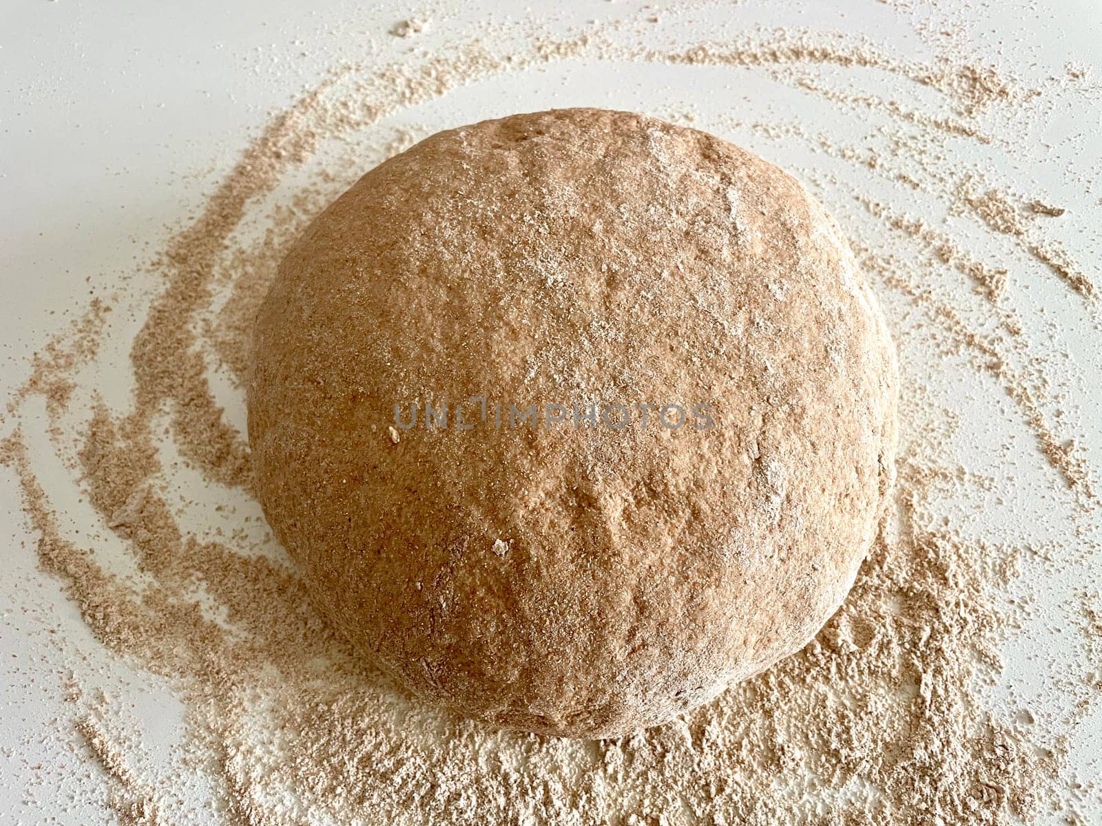 Sticky dough from whole wheat flour for dumplings. High quality photo