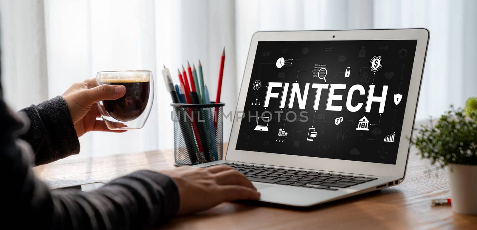 Fintech financial technology software for modish business to analyze marketing strategy